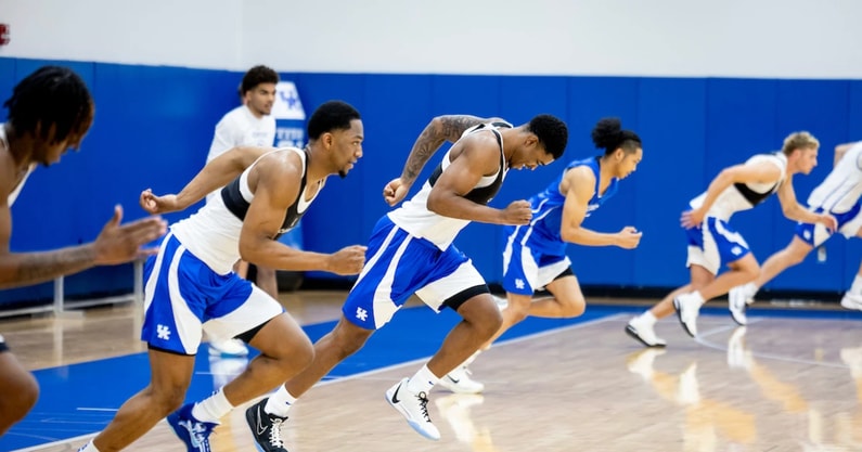 Kentucky begins summer practices at the Joe Craft Center (Photo via Chet White, UK Athletics)